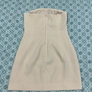 Meshki Cream Strapless Sheath Dress